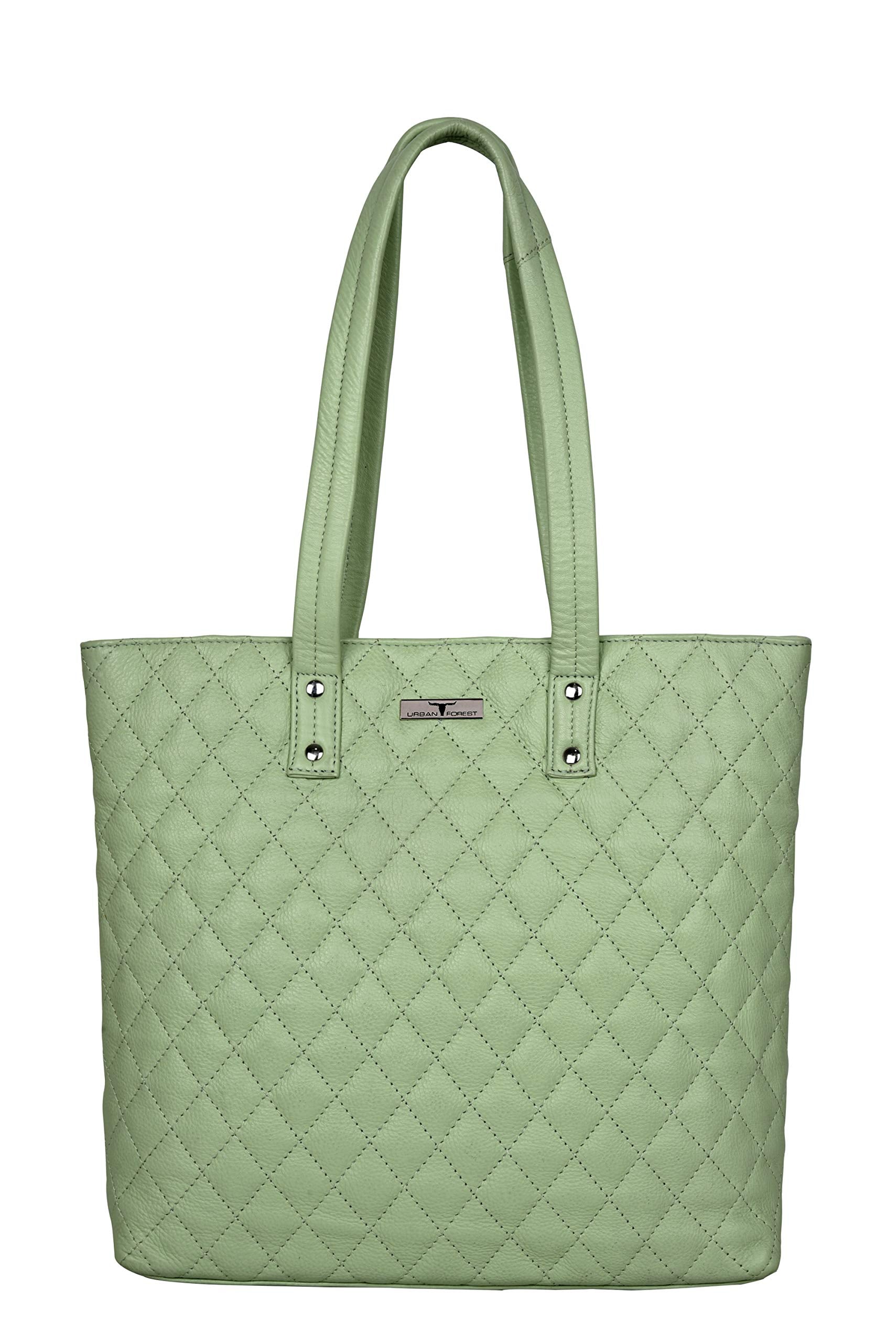 URBAN FOREST Nancy Mint Green Quilted Leather Handbag for Women