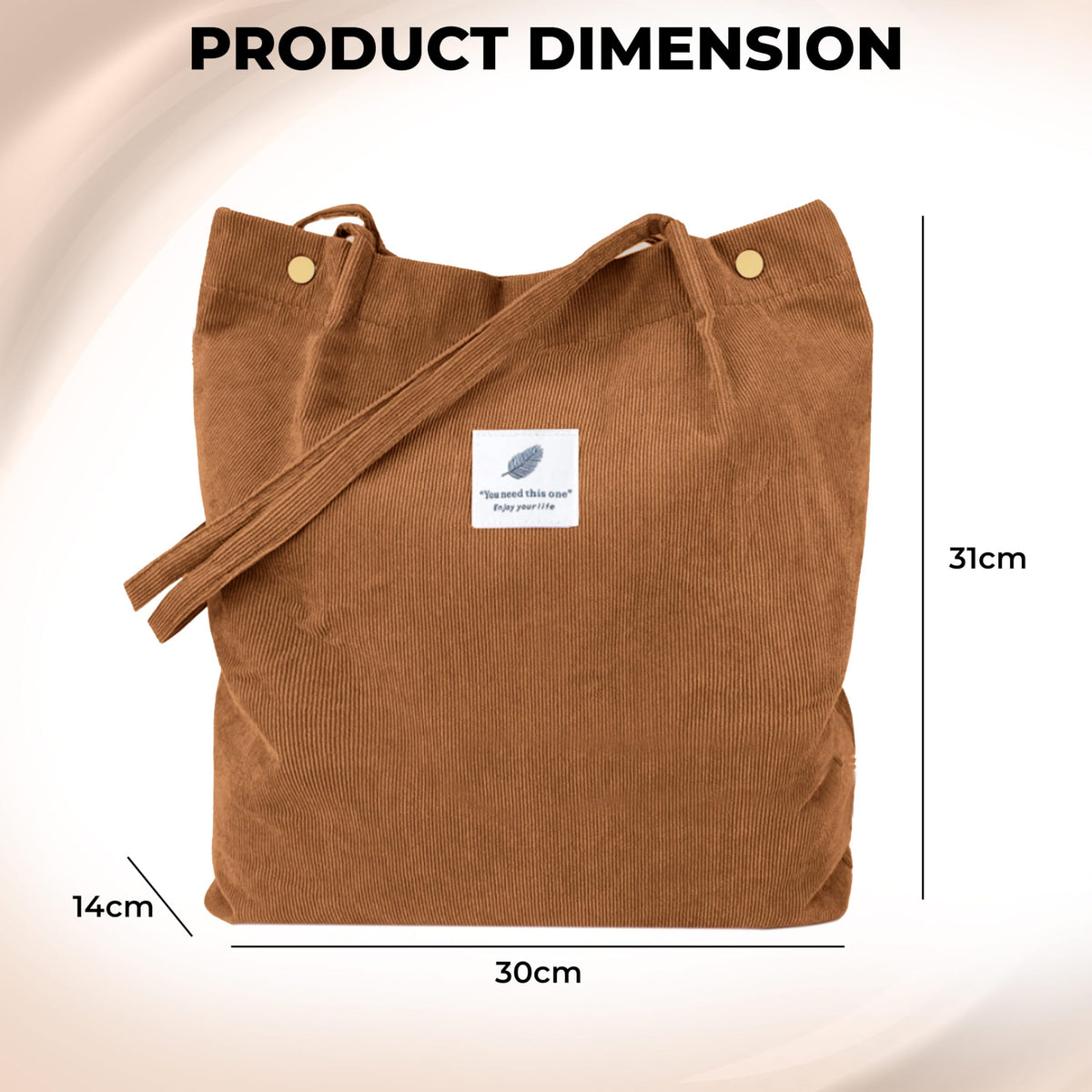 Kraptick CanvasTote Bags – Stylish Shoulder Tote Bag for Everyday Use For Women Reusable Compact Perfect as a Grocery, Shopping Bags for Grocery (Brown)