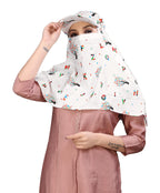 7 season's Rayon Scarf Cum Mask Universal Size/Usable for vehicle Driver for sunlight UV protection/White Printed Design size 32x38 inches (Cap_ABCD)