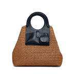 HIE Nova Tote Woven Nylon Raffia Design, Attached Earphone Case, Front Pocket with Magnetic Stud Closure, Spacious Boat-Shape Interior, Stylish Bag for Women & Girls Perfect for Travel and Work.