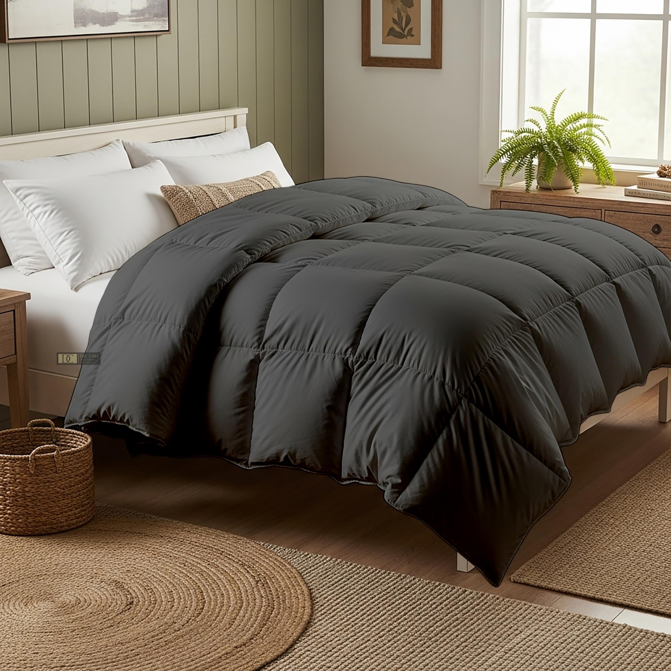 Day Care® 600 GSM Premium Comforter | Cloud Down Touch Microfiber Quilt | Heavy Warm Winter Blanket Rajai | Soft, Lightweight & Machine Washable - 60x90 Single Bed | Dark Grey Kafalo