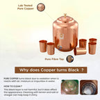Copper-Master 5 Litre Hammered Copper Water Dispenser (Matka) Container Pot with 6 Pure Copper Glasses with Pure Copper and Ayurvedic Health Benefits (5000 ml + 1800 ml)