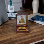 Idolkart Balkrishna Pocket Temple 24 Karat Gold Coated - Krishna Photo Frame, Gift, Krishna Charan Paduka Box, for Wealth, Prosperity and Vastu Benefits - Gift for Diwali - 2x4 Inch