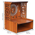 KamlaArt OM Wooden Temple Beautiful MDF Wooden Temple/Pooja Mandir for Home and Office/Wall Mounted Temple Home Decor Temple (15.35 Inches) Brown