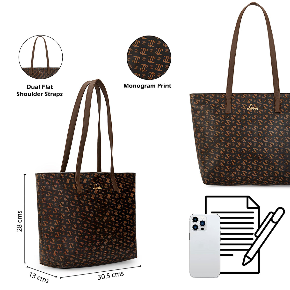 Lavie Women’s Mono LL Adele Tote Bag for Women | Tote Handbag for Work | Ladies purse | Stylish Shoulder Bag | Gift for Women
