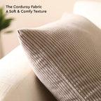 Encasa XO Corduroy Cushion Covers, Boho Pillow Covers, No Inserts Taupe
