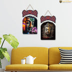 Artvibes Gautam Buddha Wooden Wall Haning for Living Room | Spiritual Decor Items | Wall Art Painting For Hall | Wall Paintings | Handcrafted Art | Ethnic Wall Decor | Gift Items (WH_9204N), Set of 2
