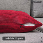 Encasa XO Corduroy Cushion Covers, No Inserts, Set of 2, Red