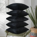 RD TREND® Cushion Cover Set of 5, Decorative Sofa Living Room Home Square Cushion Covers 16 Inch x 16 Inch, Aesthetic Corduroy Striped Double Sided (Black,Pack of 5)