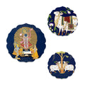 Artvibes Shrinath Ji & Sacred Cow Pichwai Art Round Shape MDF Wooden Wall Decor Items | Living Room | Handcrafted Art | Wall Illustrations | Art Prints | Aesthetic Wall Art | Gift (WH_8817N), Set of 3