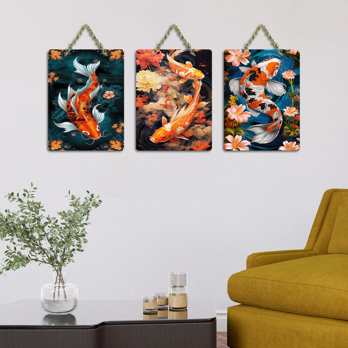 Artvibes Koi Fish Art Wall Hanging Home Decorative Wall Art for Living room | Bedroom | Gifts | Wall Hanger for Decoration | Modern Decor | Artwork | Wall Sculpture | Signs & Plaques (WH_96153N)