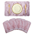 Kuber Industries Placemat | Placemats for Dining Room | Anti-Slip Table Mat Set | Placemats for Kitchen Table | Dining Table Placemats | Marble Placemat | 6 Piece Set | Pink Kafalo