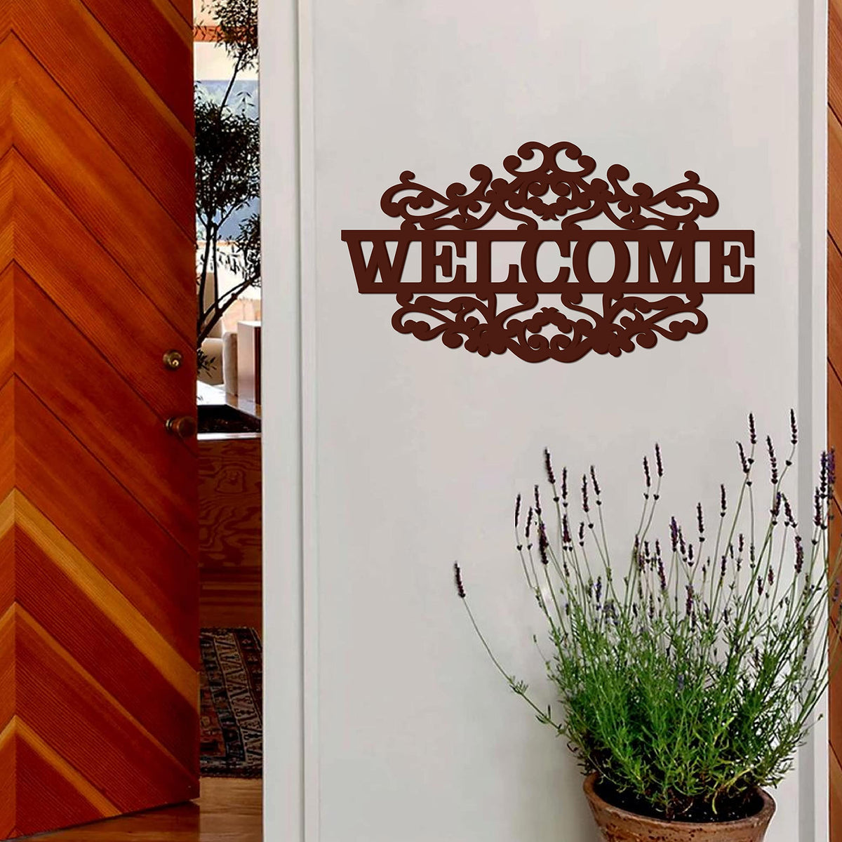 VIBECRAFTS Welcome MDF Wooden Wall Hanger for Home Decor|Office|Gift (WHVC1Pcs1_50008)