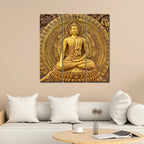 VIBECRAFTS 3 Pieces Spiritual Buddha Canvas Wall Painting Fitted With Wooden Frame For Home | Office | Living Room | Gifts (PTVC3Pcs1_9599)