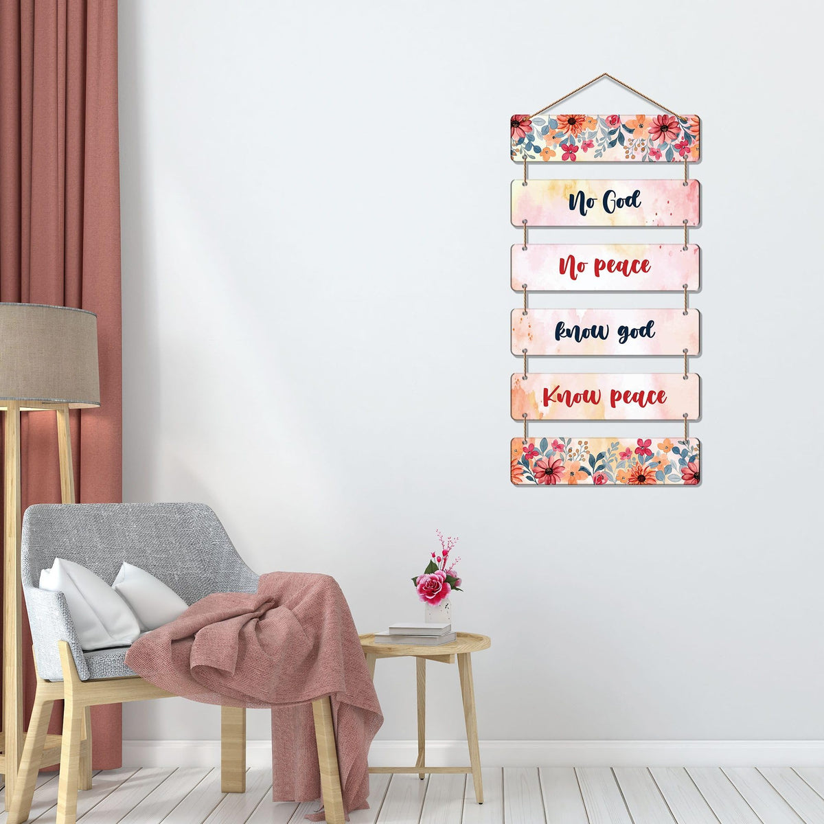 Artvibes Decorative Wall Hanging Wooden Art Decoration item for Living Room | Bedroom | Home Decor | Gifts | Quotes Decor Item | Wall Art For Hall | Mdf Wall Decoration, Set of 6 (WH_3214NR)