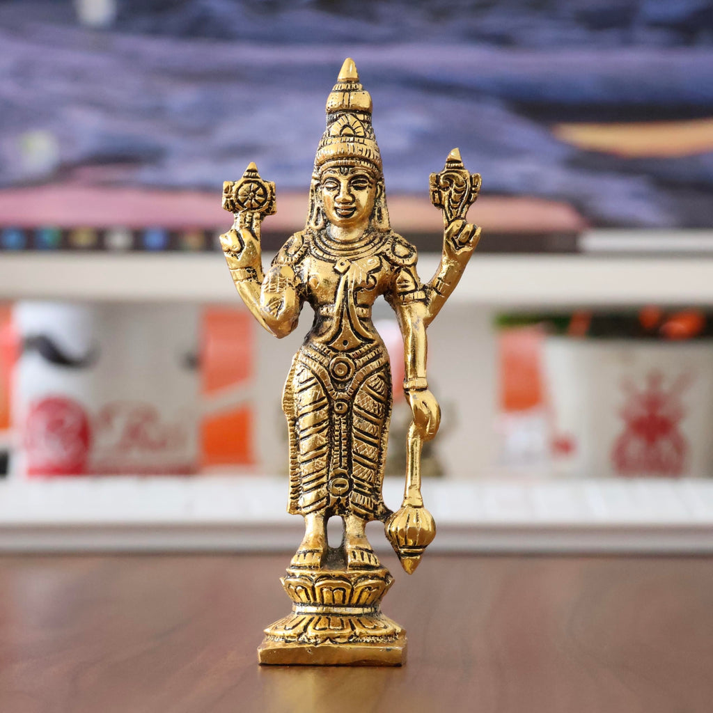 KridayKraft Lord Venkateswara Swami Tirupati Balaji Vishnu JI Murti Idol Holding Club Statue Showpiece Ideal for Pooja Room Mandir Temple and Home Decor Items (Pack of 1)