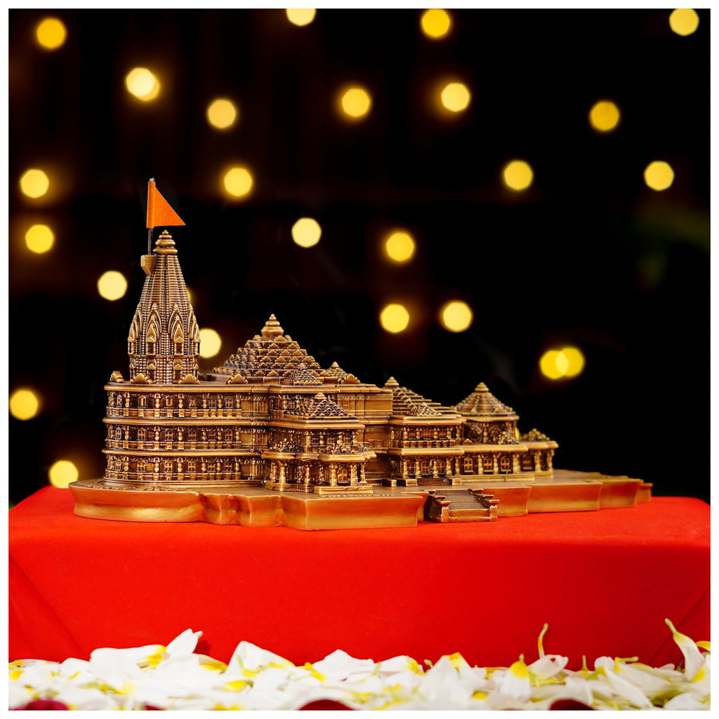 Artarium Ram Mandir Ayodhya Model for Home Temple (Length: 9 Inch), Shree Ram Temple Replica Decorative Showpiece for Pooja Room, Mandir, Home Decor & Spiritual Gift