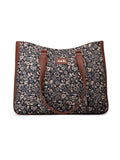 ZOUK FloMotif Getaway Handbag | Jute | Vegan Leather Handcrafted Tote Bag | Black