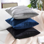 Khooti Velvet Striped Cushion Cover Pack of 1-30X30/76X76 Cm | Light Grey | Soft Pillow Covers Cushion Case for Sofa Bedroom Living Room Chair Car, Cushion Cover with Zig Zag Pattern
