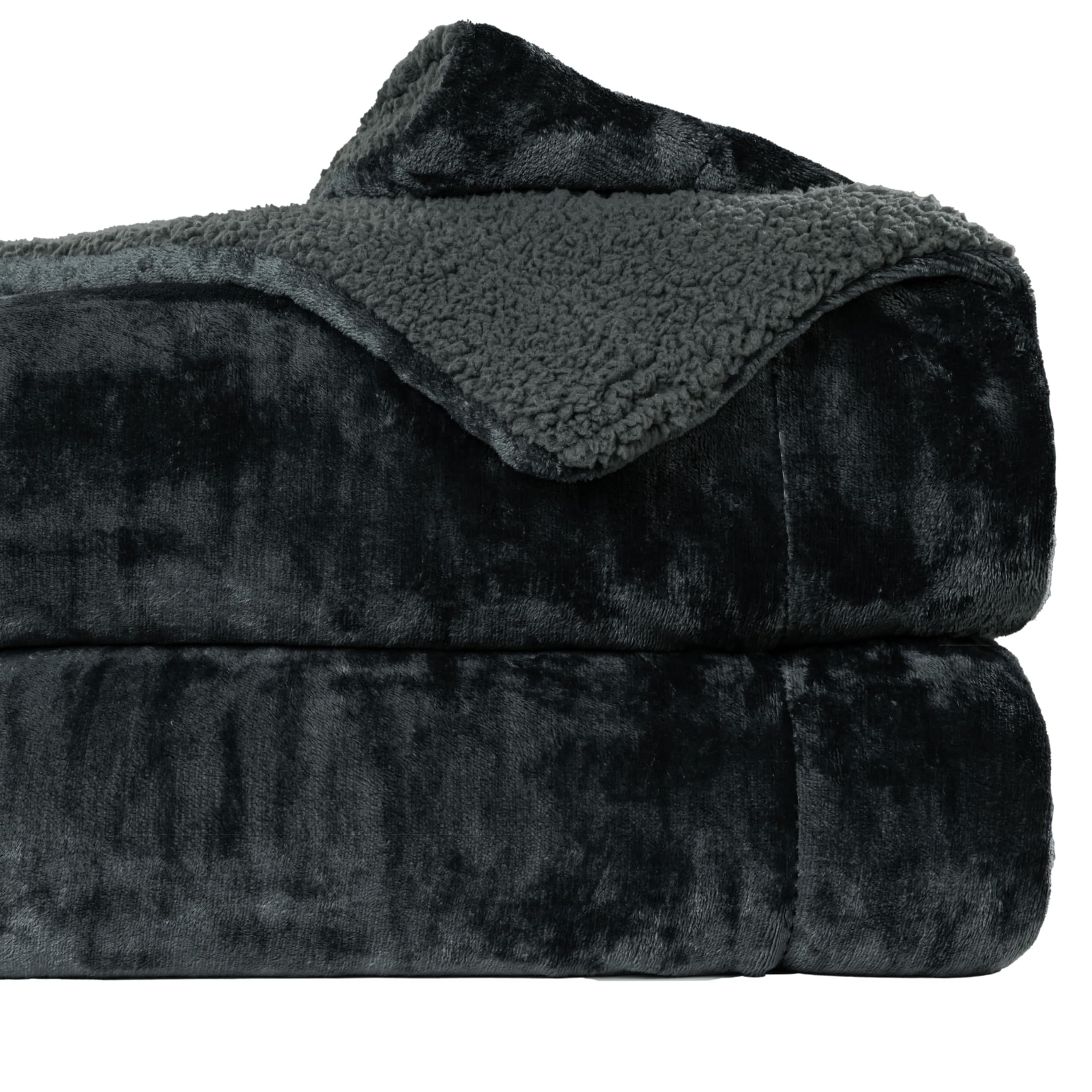 CHANDRAVATI Double Bed Sherpa Blanket | Polyester Micromink Flannel Blanket | Soft, Warm & Comfortable Solid Plain Bedding for Bedroom, Sofa & Travel (Grey, Double, 200 TC) Kafalo