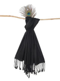 Chandwasia Viscose Scarf Stole & Shawl | Travel Office Casual Styling For Girls Women Men Summer Winter Use | Black | Viscose Fabric | 28x72 Inches | Self Design Sent Randomly