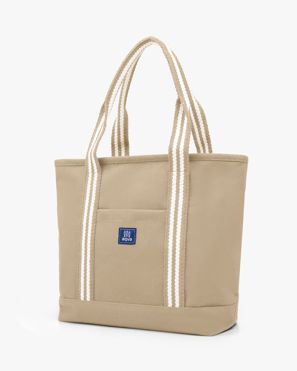 AQVA Signature Cotton Tote Bag for Everyday Use | Premium 100% Cotton Dobby Weave Handbag with Jacquard Handles, Zipper & Lining | Large Shoulder Bag for Travel, Office & Shopping (19x13x6_Kraft)