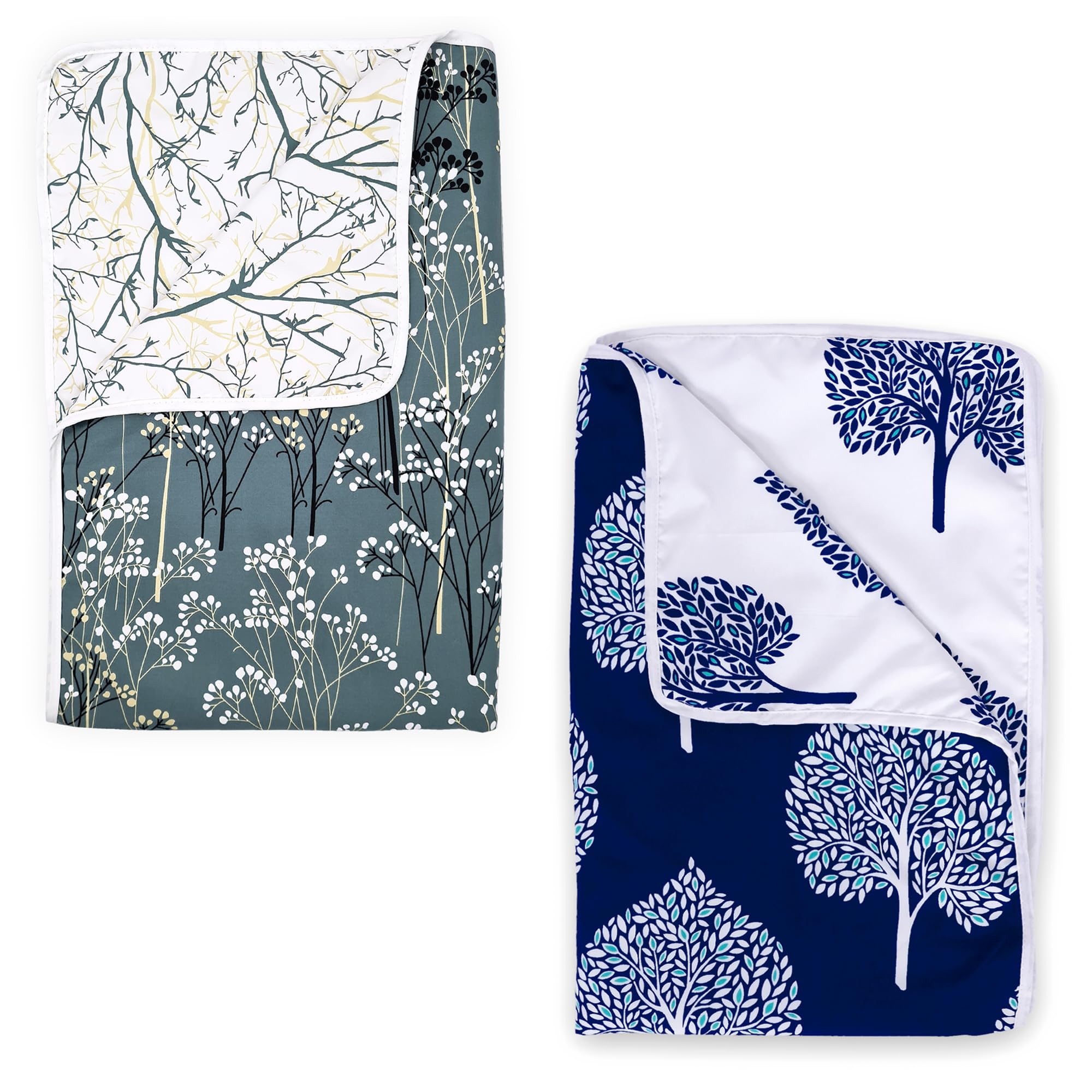 Divine Casa Microfiber All-Weather 120 GSM Printed Lightweight Reversible Single Bed AC Dohar Blanket Set of 2 - Blue and Green| TC - 120 Kafalo