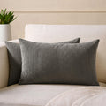 Encasa XO Corduroy Cushion Covers, No Inserts, Set of 2, Dark Grey