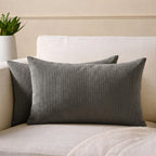 Encasa XO Corduroy Cushion Covers, No Inserts, Set of 2, Dark Grey