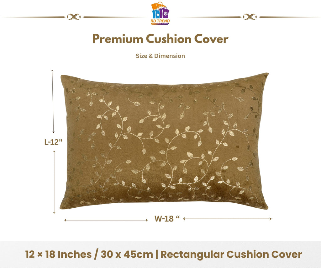 RD TREND® Velvet Rectangular 12x18 Inches Cushion Covers Set of 2 | Throw Pillow Covers for Sofa, Bed & Living Room | Perfect for Home Décor Golden Brown