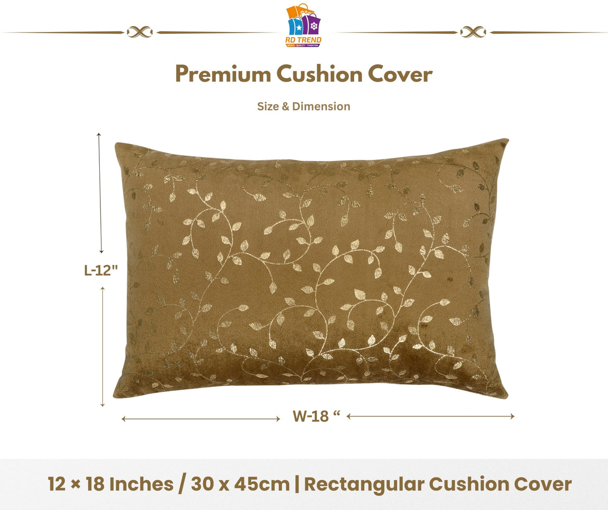 RD TREND® Velvet Rectangular 12x18 Inches Cushion Covers Set of 2 | Throw Pillow Covers for Sofa, Bed & Living Room | Perfect for Home Décor Golden Brown