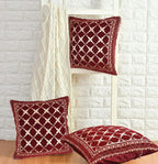 DECOMIZER Jacquard Geomteric Cushion Covers 16 Inch X 16 Inch Set Of 3 Ethnic Motifs 240 TC Cushion Covers,Design- Criss-Cross,Color- Maroon