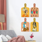 Artvibes Indian Folk Music & Dance Pichwai Art Wooden Art Decoration Item for Living Room | Office | Cafe | Graphic Artwork | Wall Art Print | Sceneries | Unique Gift Items (WH_5622N), Set of 4