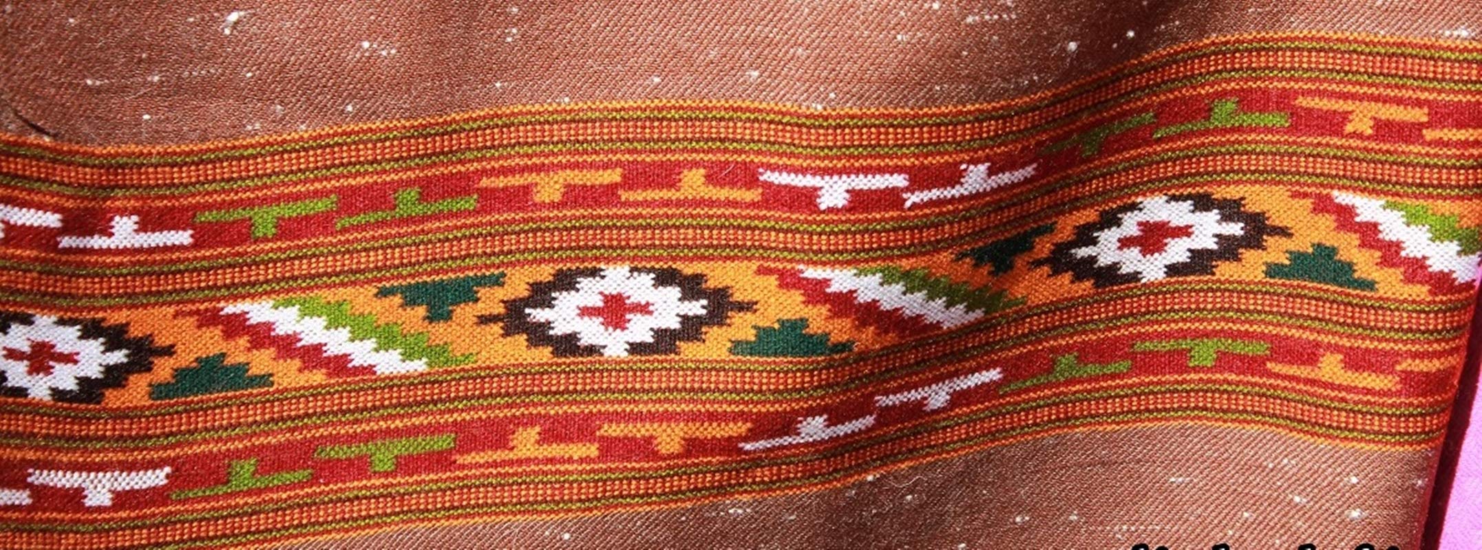 HImalayanKraft Hand Woven Kullu Handloom Woolen Shawl Brown Colored with Beautiful Kullu Weaving Designed for Women and Girls.