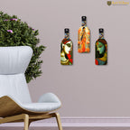 Artvibes Abstract Art Beautiful Woman Decor Bottle shaped Wooden Wall Hanging | Living Room | Wall Art Paintings | Wall Poster | Graphic Art | Artworks Hangings | Ideal Gifts (WH_9503N), Set of 3