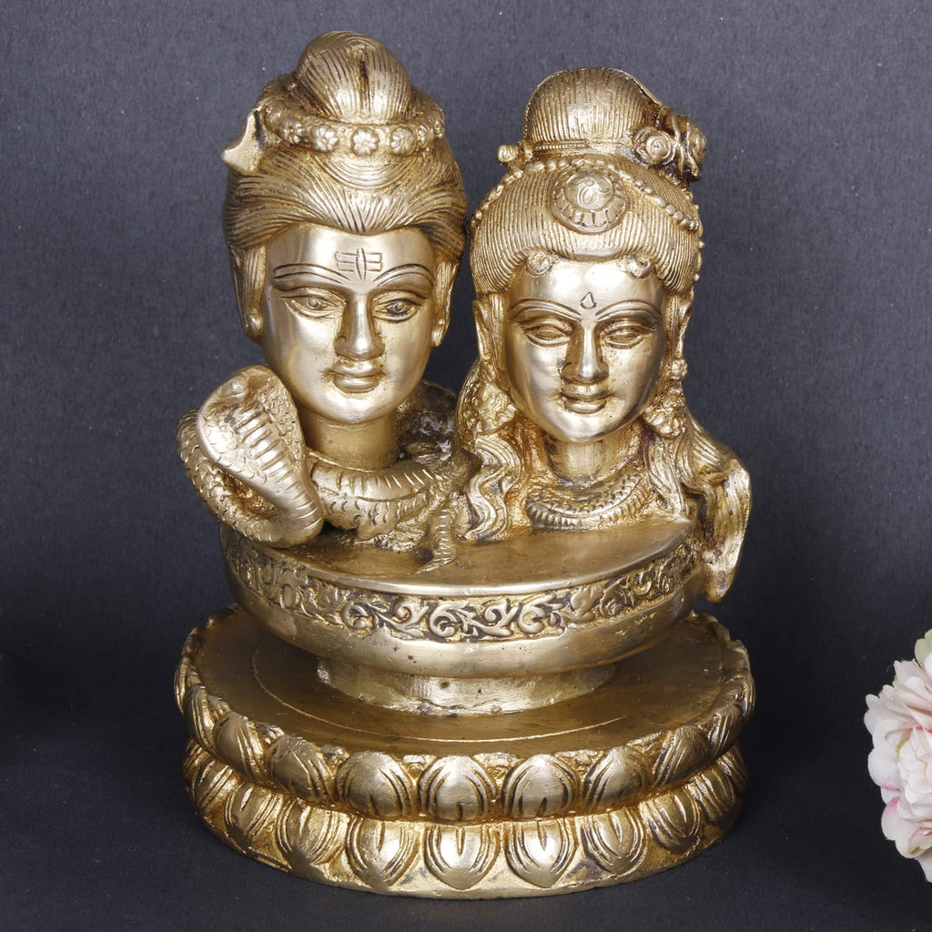 ARTVARKO Brass Shiva Parvati Idol Murti for Home Decor Mandir Pooja 6.5 Inch