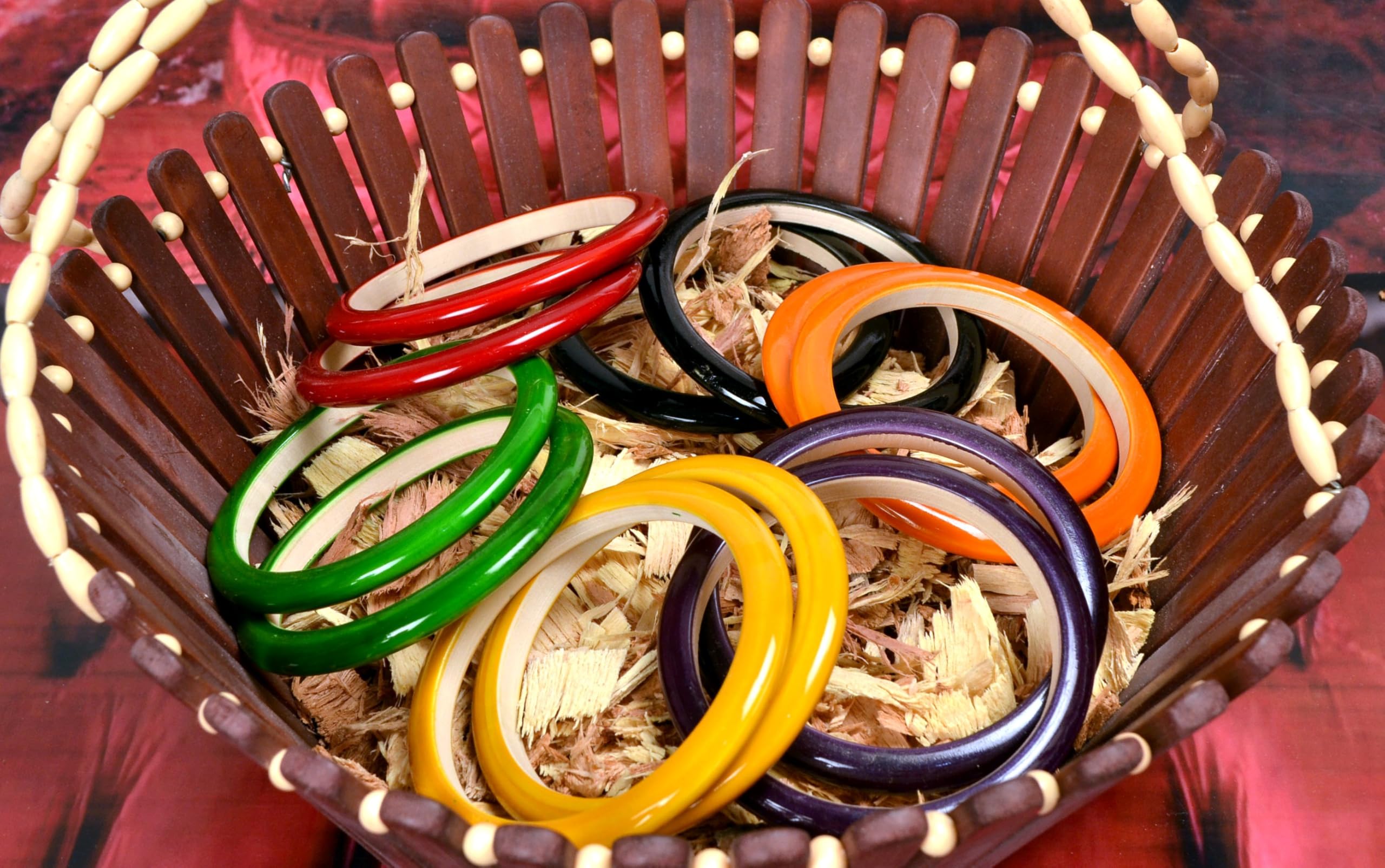 Swara Creations Traditional Handmade Wooden Bangle set for Women and Girls(12 pcs)|Plain design, Perfect for Daily and Office use(SKU284)