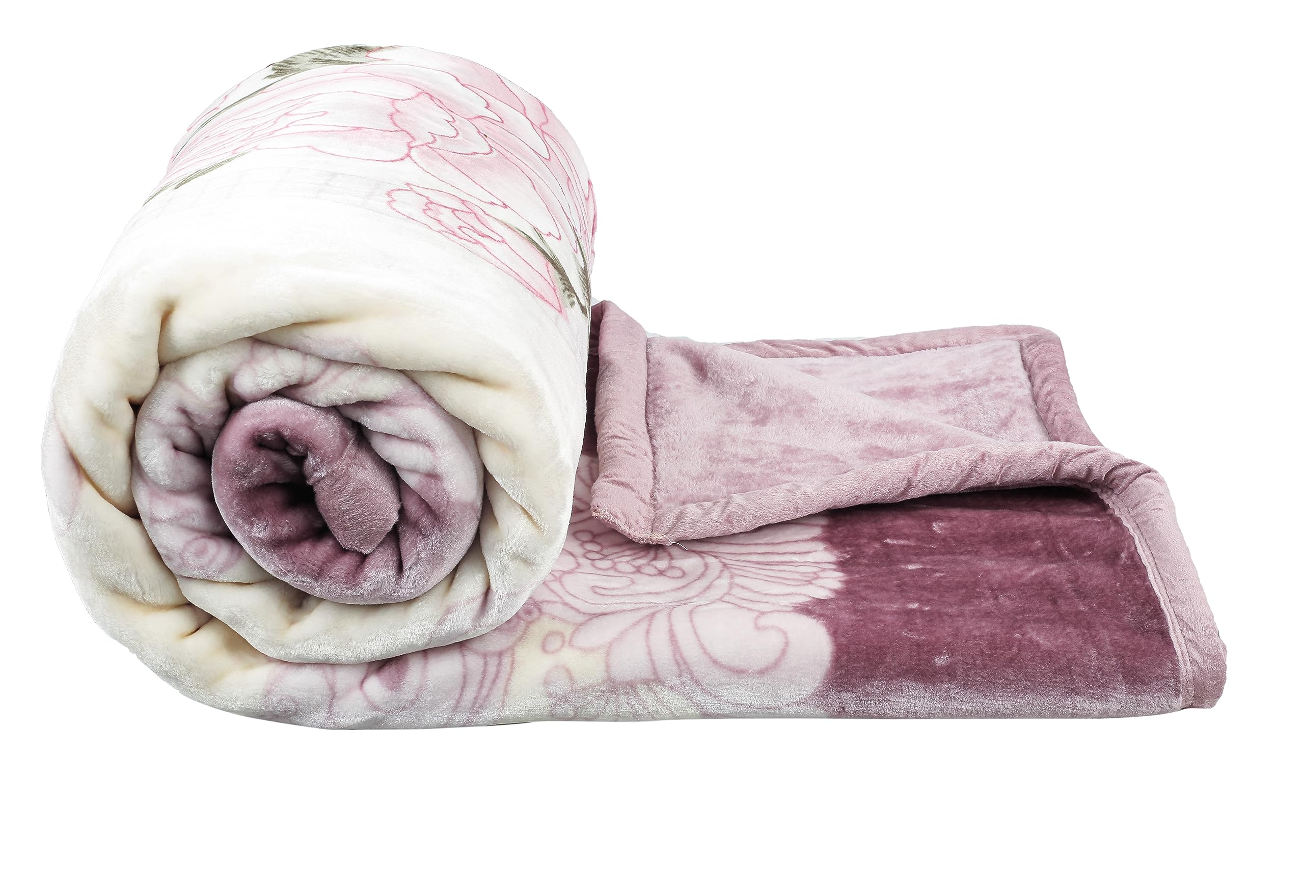 VAS Collections Super Soft Cloudy Printed Double Bed Blanket for Heavy Winter, Single Ply Mink Blanket King Size with 220 x 230 Cm – 3.5 Kg (Light Pink, Pack of 1)… Kafalo