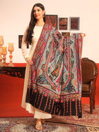 Pashmoda Women Rangrez Rangkalam 100% Pure Wool Fabric Kalamkari Embroidered Shawl (Size: 40x80in, 101x203cm) KAS23