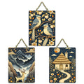Artvibes Nature Theme Decoration Wooden Wall Hanger for Home Decor | Living Room | Office | Wall Art Painting For Hall | Graphic Artwork | Wall Art Print | Unique Gift Items (WH_96111N), Set of 3