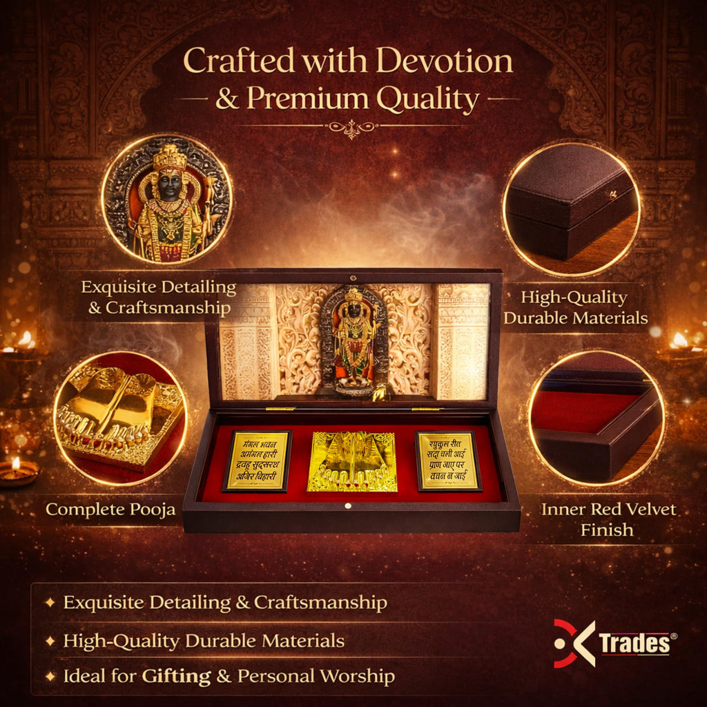 DK trades® Gold Plated Lord Ram ji Pooja Box - Premium Gold Ram| Pocket Temple Ram Ji | Unique Home, Office Gift