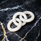 SAUDEEP INDIA Elegant 3-Link Marble Circle White Chain Link Knot- Modern Coffee Table Decor Items- Bookshelf Home Decor, Table Decorations for Living Room or Office(10x4.5 in)