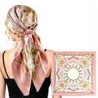 NALNIZ Head Scarf for Women, Bandanas Printed Satin Large Square Hair Scarf Neck Scarves Shawl, Satin Scarf for Ladies Stylish (90x90cm)