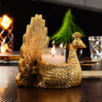 KridayKraft Metal Dancing Peacock Pair Vastu Figurine for Good Luck, Love and Prosperity | Aluminium Votive Candle Holder Showpiece for Diwali, Housewarming and Anniversary Gifting | Set of 2
