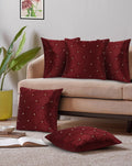 JDX Attractive Cushion Cover Set for Living Room and Sofa, 8047_Red - Velvet, 250Tc