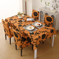 HOKIPO 'Elira Series' Elastic Dining Chair Covers Set of 4 with Matching Tablecloth, Copper Brown Floral (AR-5371-C8)
