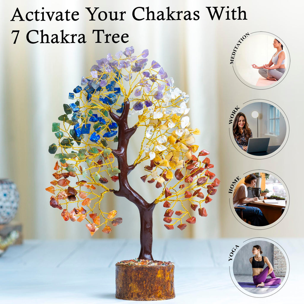 ZAICUS Seven Chakra Crystal Tree Showpiece for Home Decoration | 8-10 Inch