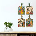 Artvibes Ethnic Indian Shri Radha Krishna Folk Art Wooden Wall Hanger for Home | Spiritual Decor Items | Wall Poster | Artwork| Stylish Modern Decor Item | Gift Items (WH_5647N), Set of 4