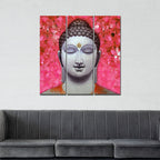 VIBECRAFTS 3 Pieces Spiritual Gautam Buddha Canvas Wall Painting Fitted With Wooden Frame For Home | Office | Living Room | Gifts (PTVC3Pcs1_9591)