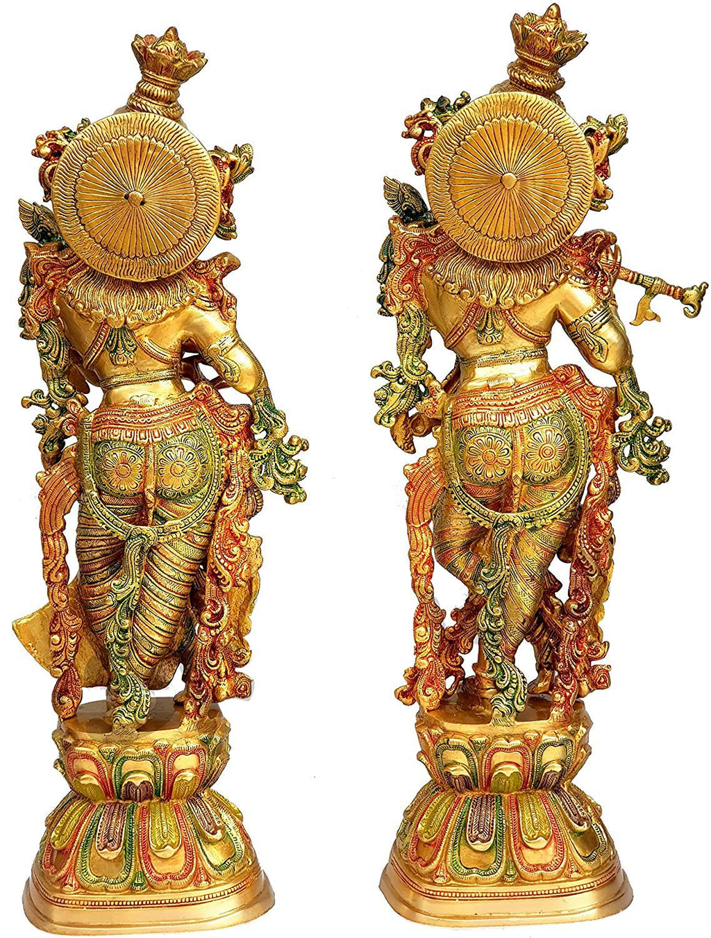 SVARUP Big Brass Radha Krishna Pair Idol Radhay Krishan Murti in Multicolor Height 29 Inch